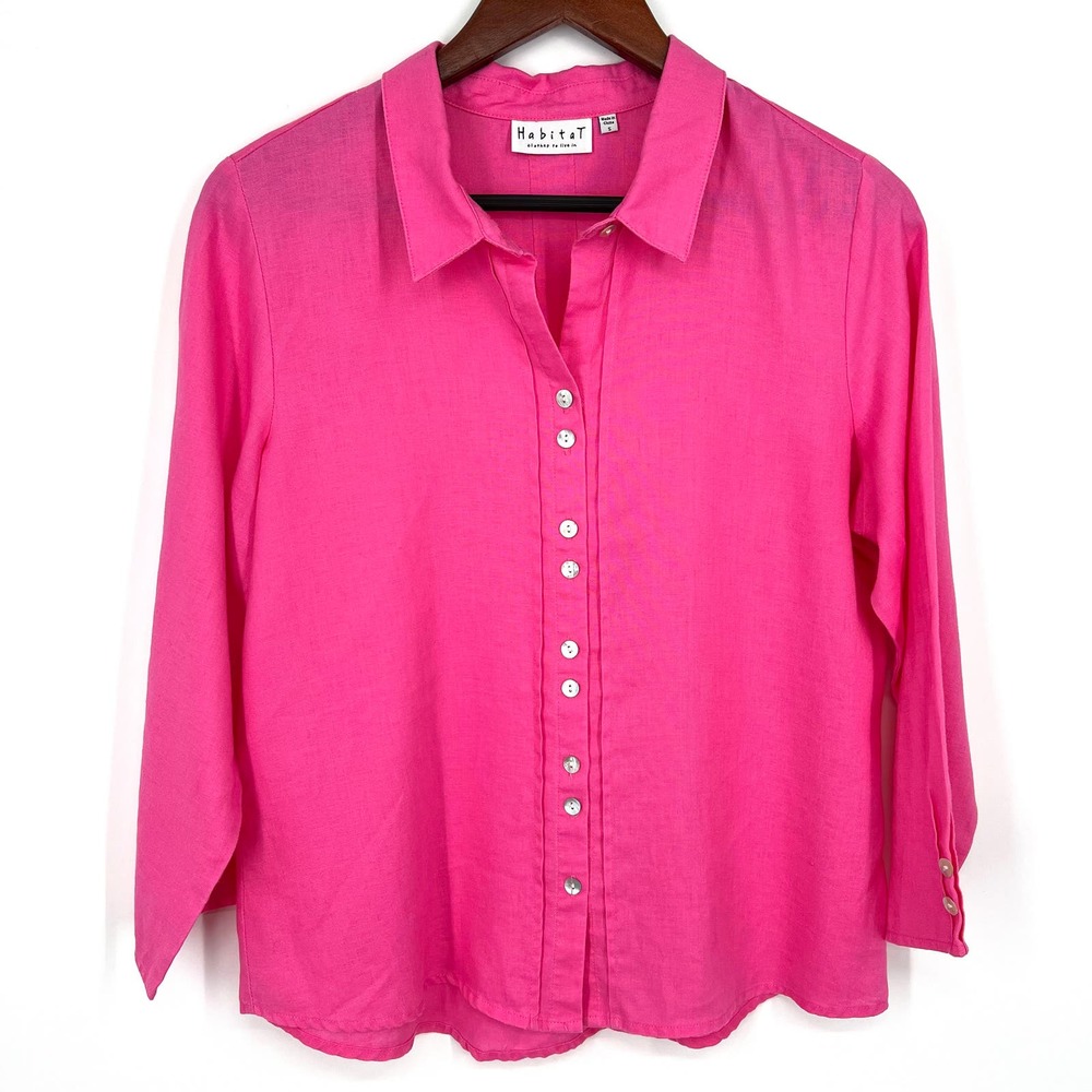 Habitat Size Small Bubblegum Pink Button Down Wearable Art Blouse Shirt Top
